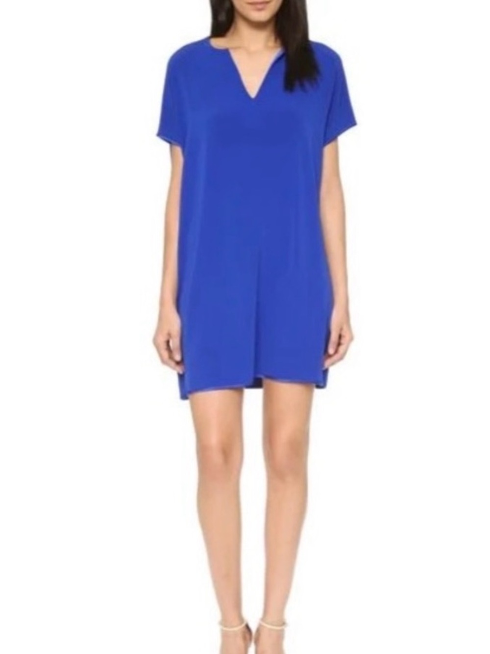 NWOT DVF Simple V-Neck Shift/Tunic Dress with pockets. Cobalt Blue